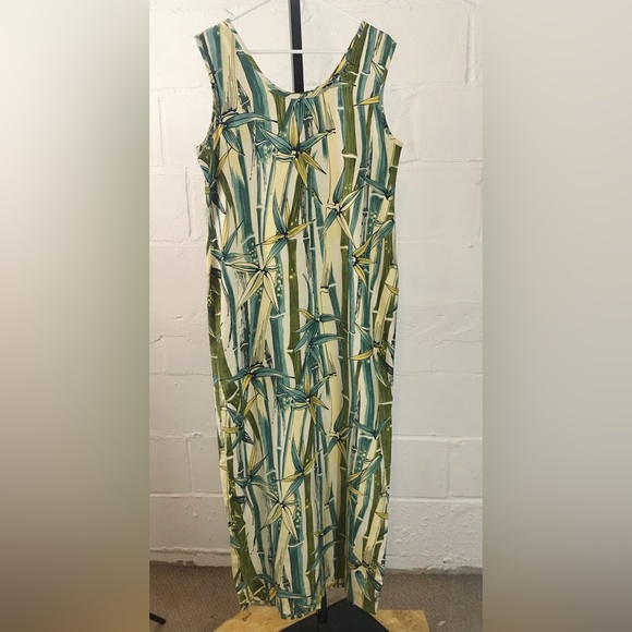 Tommy Bahama Dresses & Skirts - Tommy Bahama Womens Silk Maxi Dress Size M Bamboo Print Multicolored Sleeveless